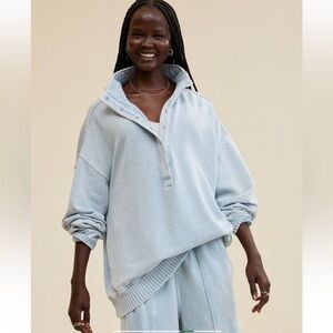 Aerie Oh Snap! Casual Blue Pullover Sweatshirt Sz Large, New with tags